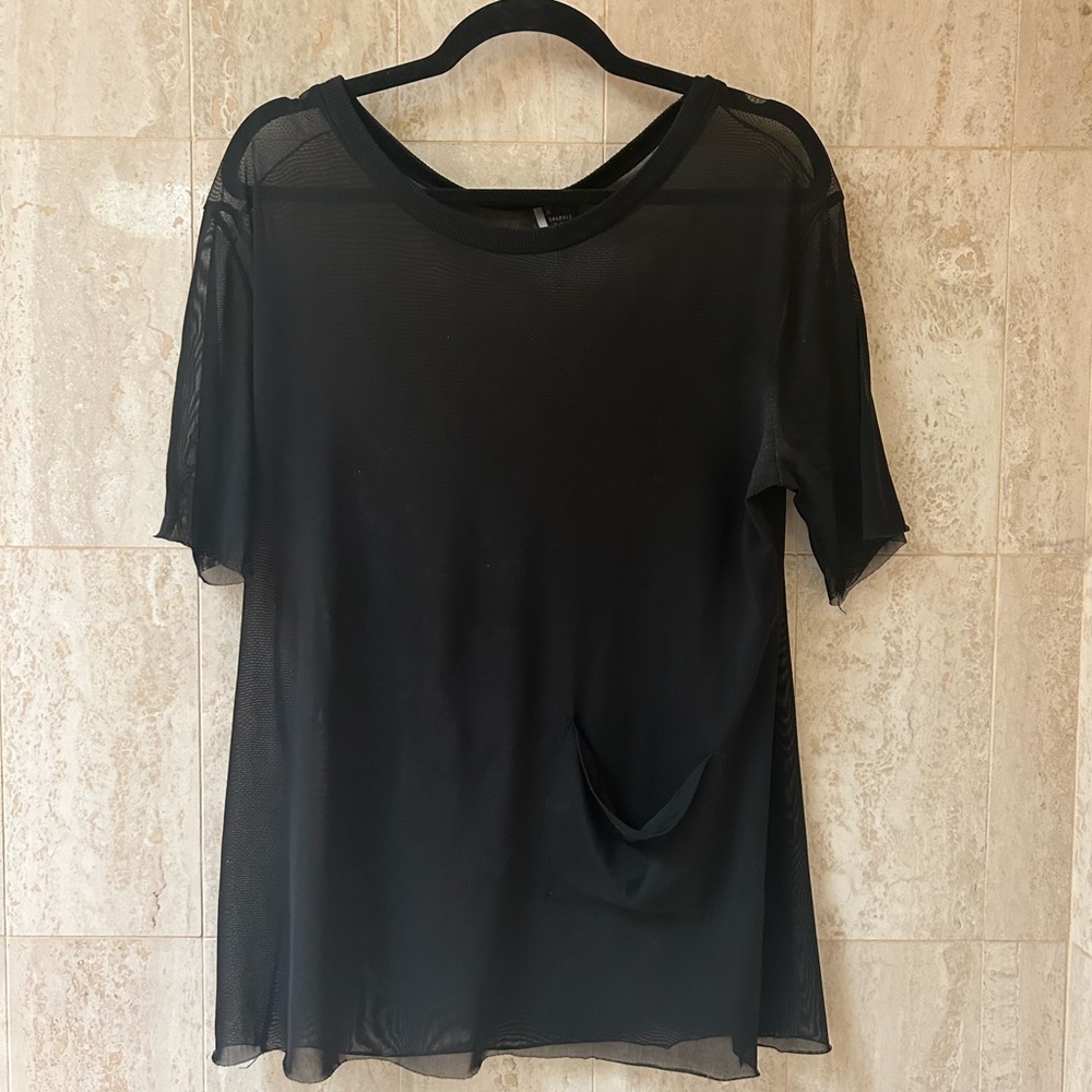 Urban Outfitters Sparkle & Fade Oversized Mesh Tee (Small) - Sheer Black